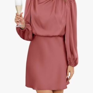 women's long sleeve dusty rose cocktail dress
