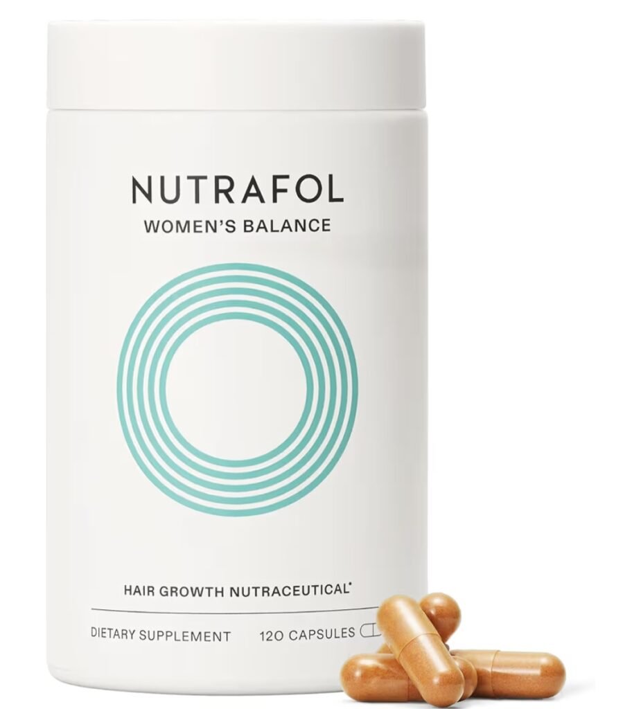 Nutrafol Women’s Balance hair growth supplement bottle with capsules