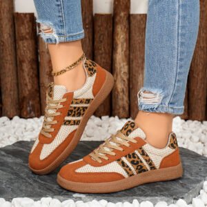 retro lace up color block sneakers for women