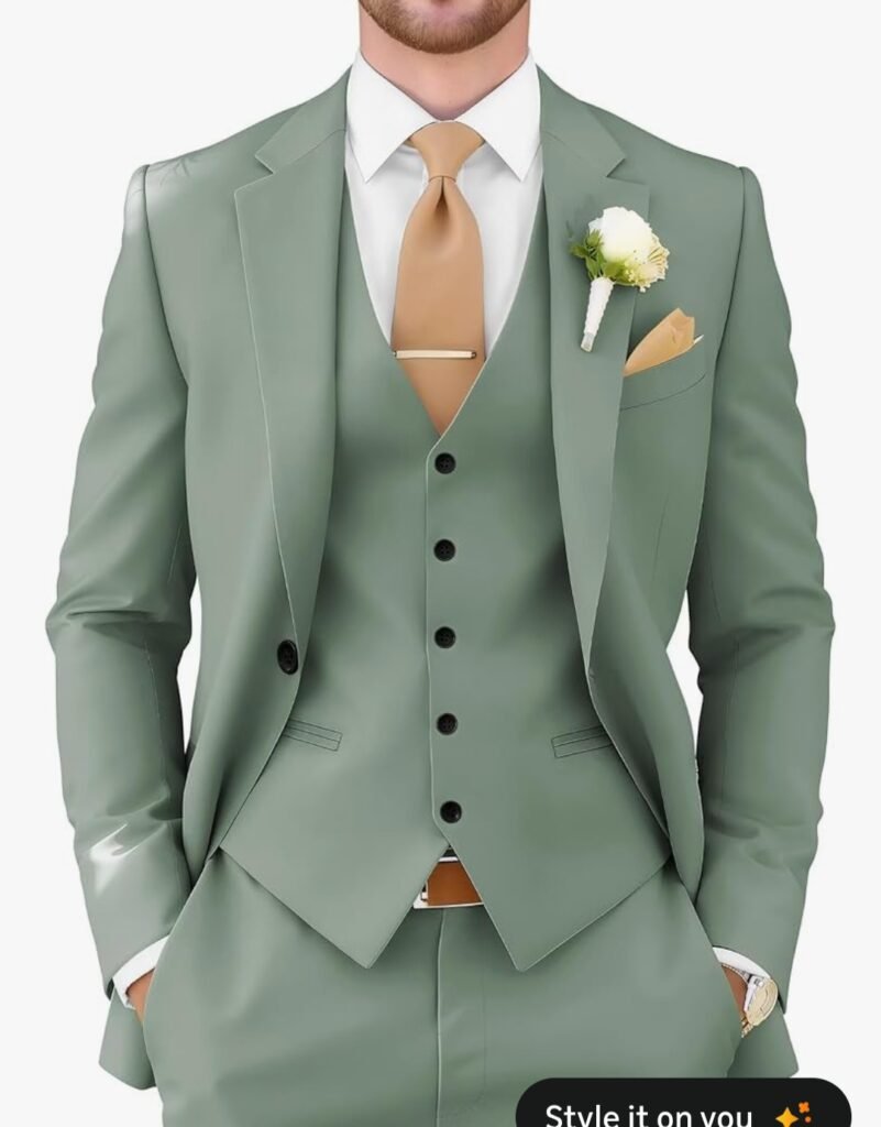 emeraidvln mens 3 piece suits slim fit wedding prom party business elegant suits one button blazer vest and pants tuxedo set