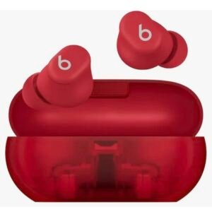 beats solo buds wireless bluetooth earbuds | 18 hours of battery life | apple & android compatibility | built in microphone transparent red